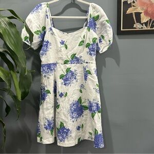 Draper James Floral Print Linen Dress Sz 6 NWT